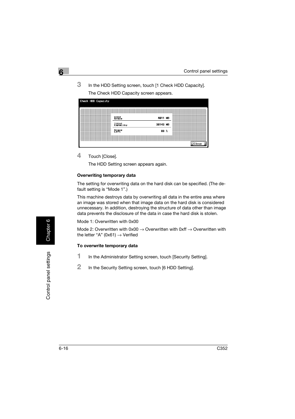 Overwriting temporary data, To overwrite temporary data | Konica Minolta bizhub C352 User Manual | Page 145 / 198
