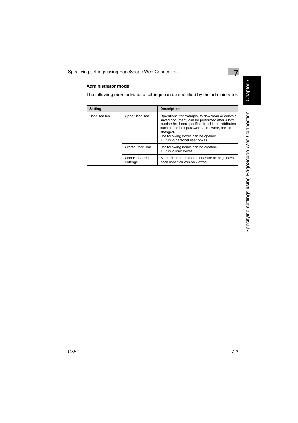 Administrator mode, Administrator mode -3 | Konica Minolta bizhub C352 User Manual | Page 160 / 198