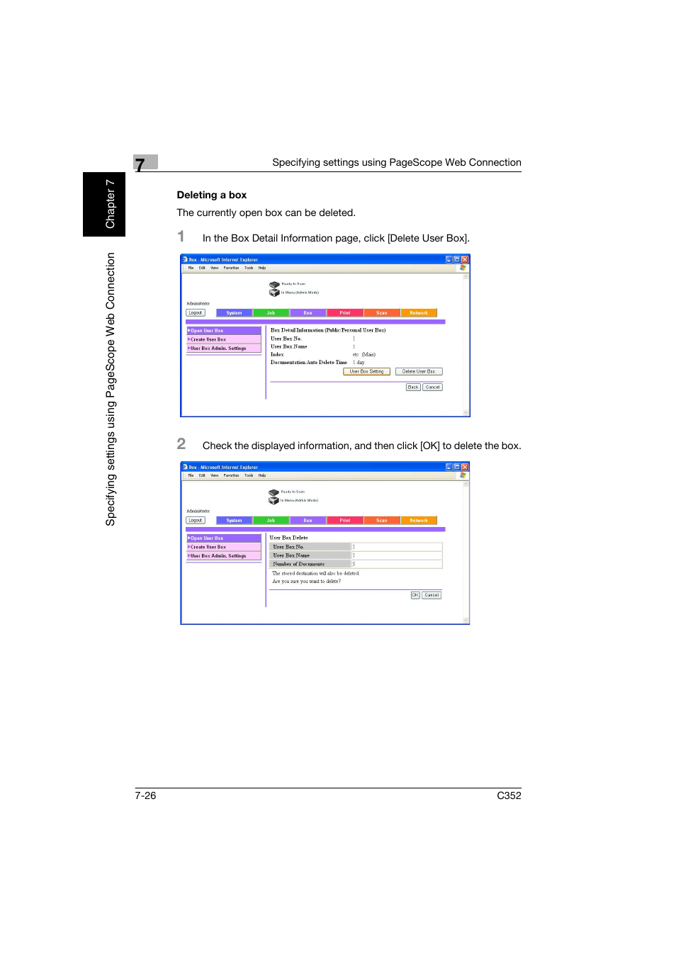 Deleting a box, Deleting a box -26 | Konica Minolta bizhub C352 User Manual | Page 183 / 198