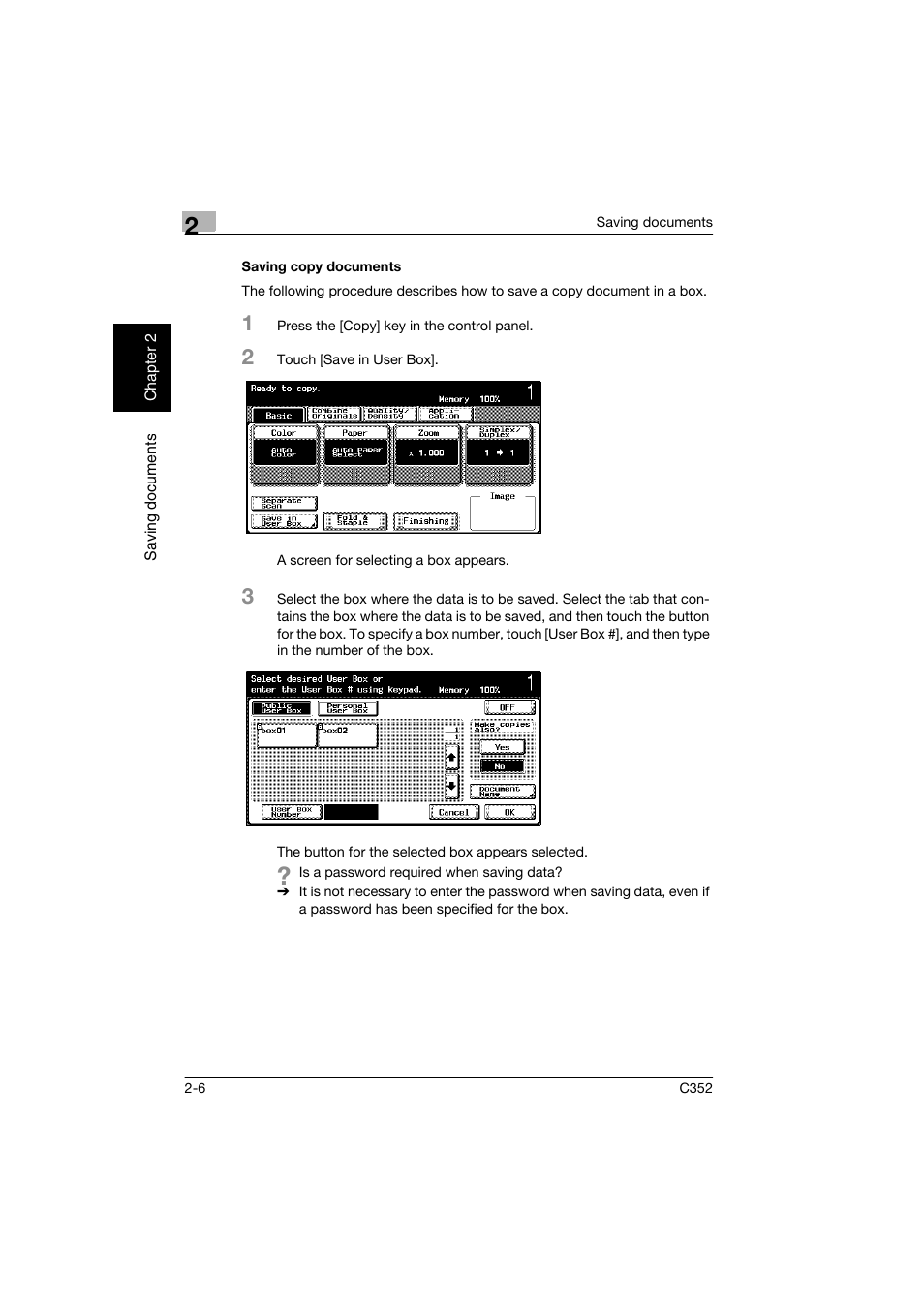 Saving copy documents, Saving copy documents -6 | Konica Minolta bizhub C352 User Manual | Page 29 / 198