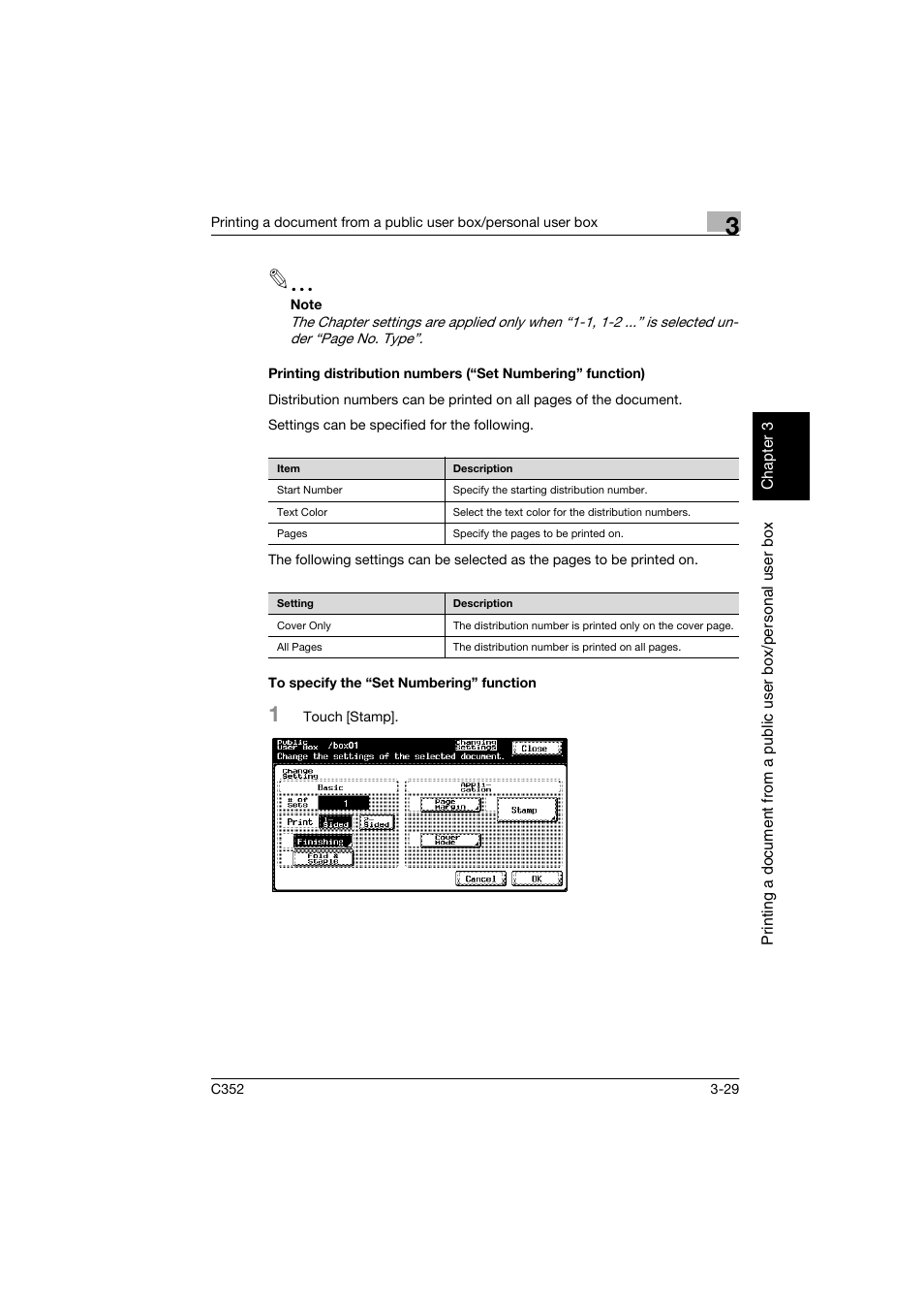 To specify the “set numbering” function, To specify the “set numbering” function -29 | Konica Minolta bizhub C352 User Manual | Page 66 / 198