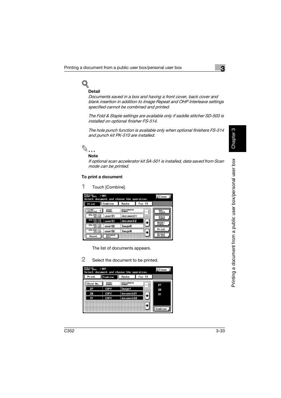 To print a document, To print a document -33 | Konica Minolta bizhub C352 User Manual | Page 70 / 198