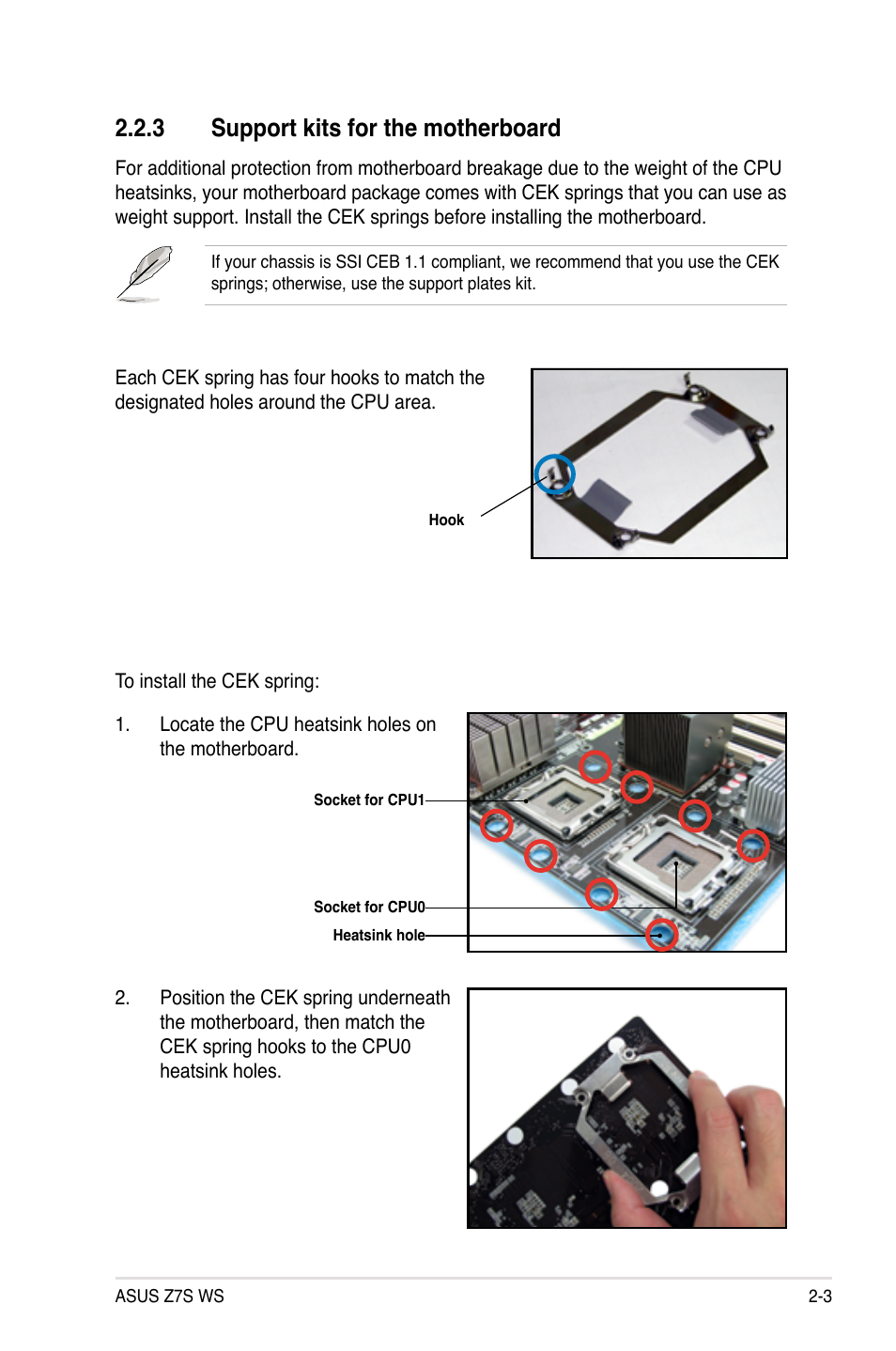 3 support kits for the motherboard, Support kits for the motherboard -3 | Asus Z7S WS User Manual | Page 25 / 156