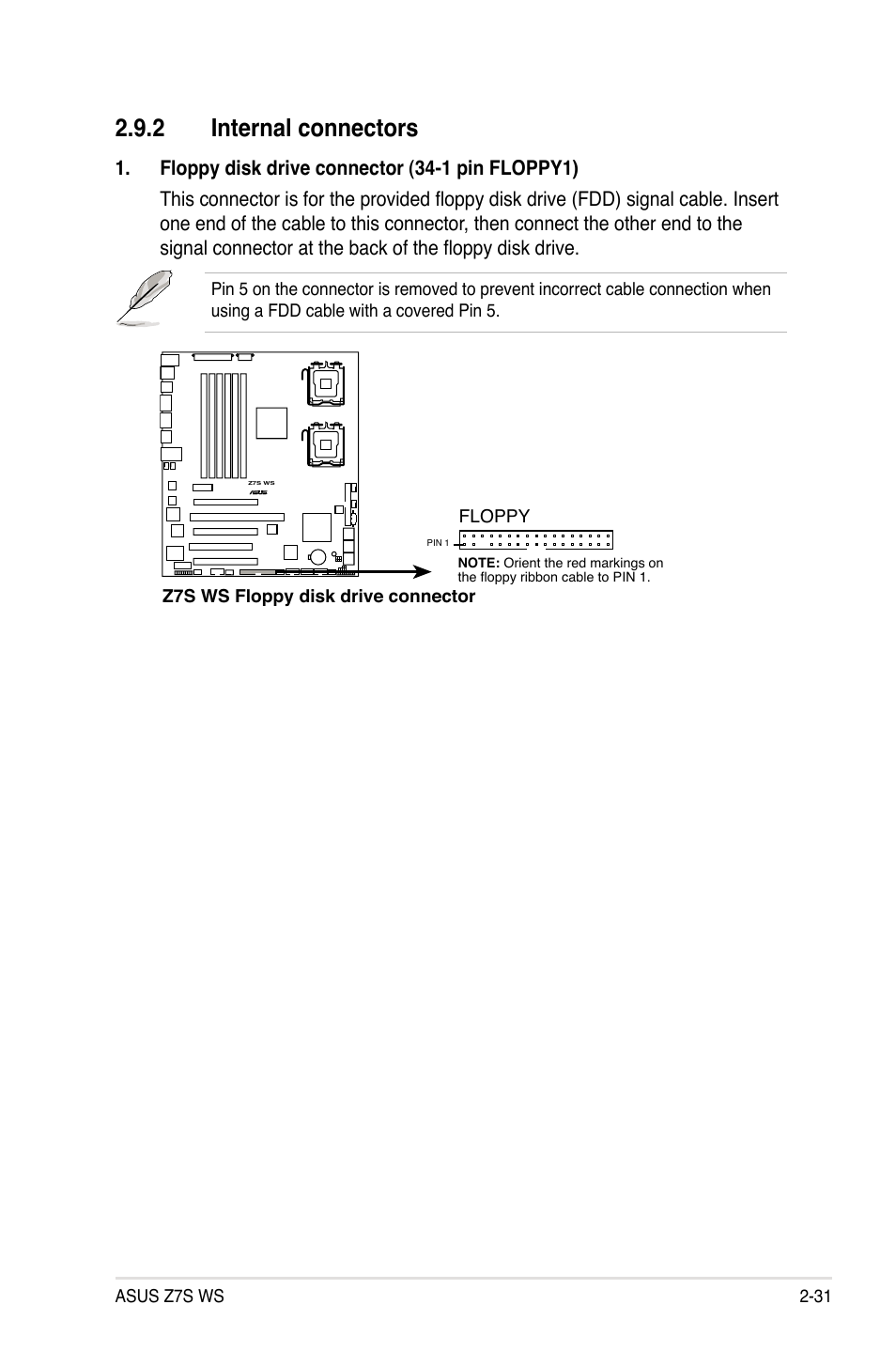 2 internal connectors, Internal connectors -31 | Asus Z7S WS User Manual | Page 53 / 156