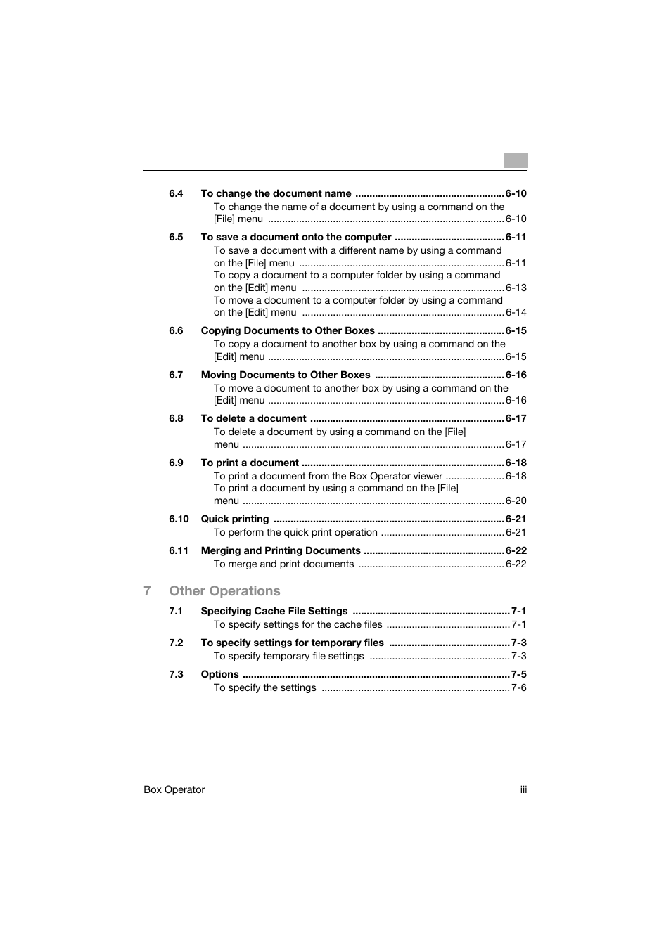 7other operations | Konica Minolta PageScope Box Operator User Manual | Page 4 / 71