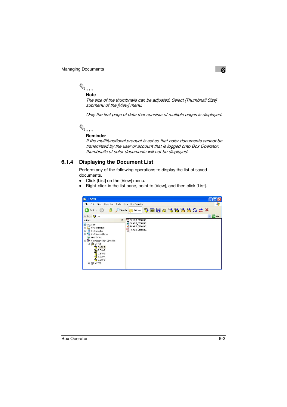 4 displaying the document list, Displaying the document list -3 | Konica Minolta PageScope Box Operator User Manual | Page 45 / 71