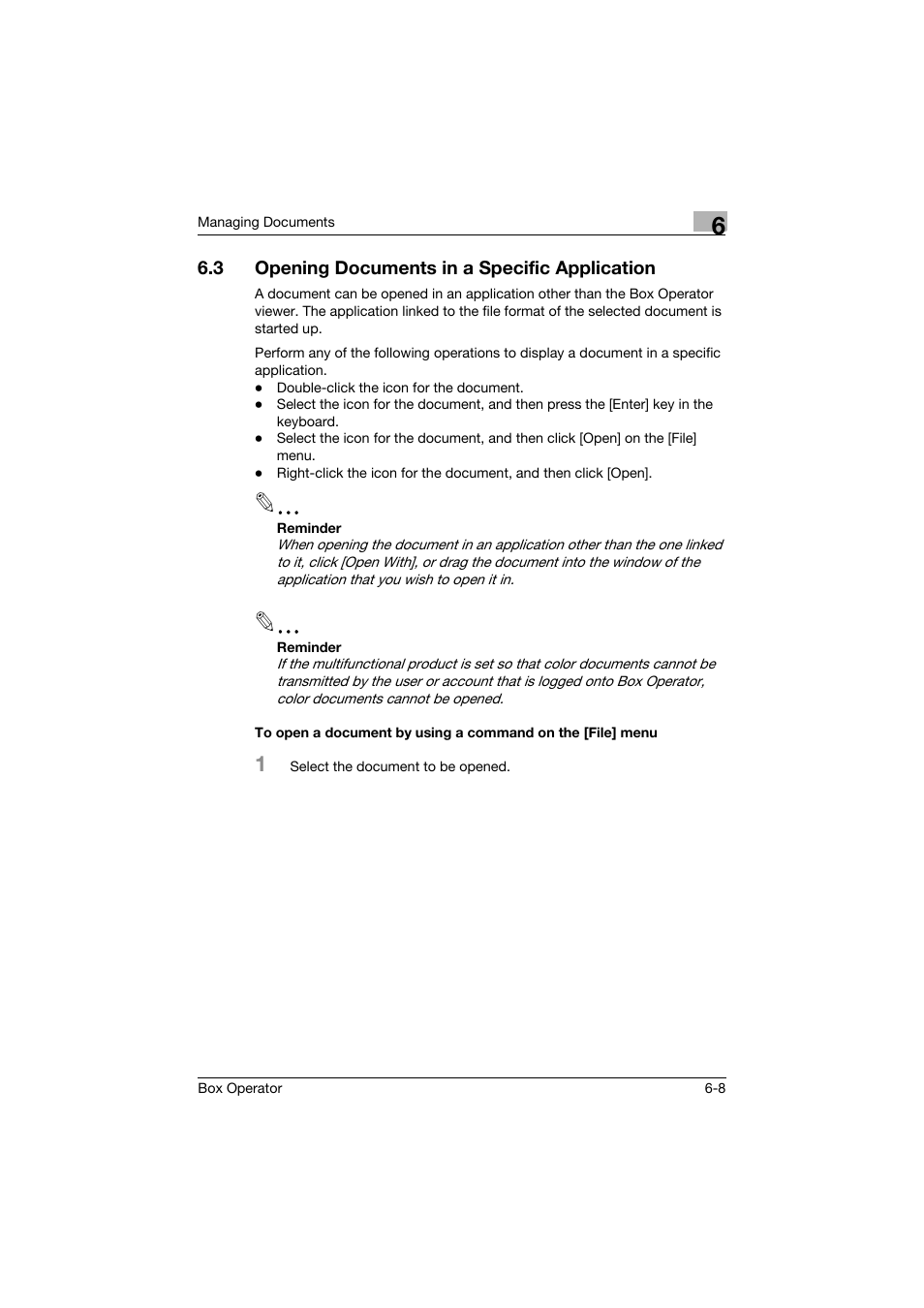 3 opening documents in a specific application, Opening documents in a specific application -8 | Konica Minolta PageScope Box Operator User Manual | Page 50 / 71