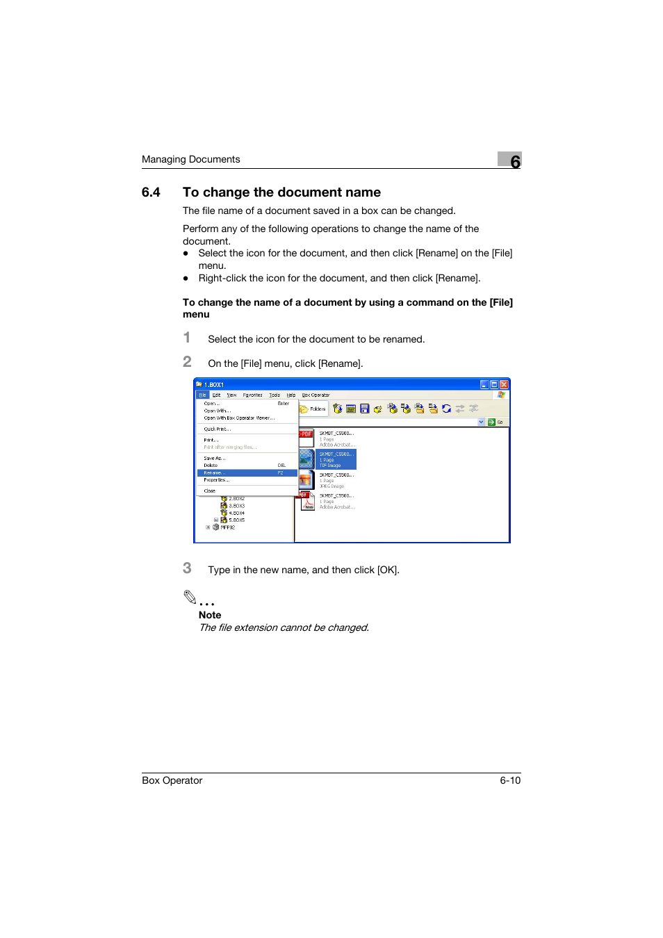 4 to change the document name, To change the document name -10 | Konica Minolta PageScope Box Operator User Manual | Page 52 / 71