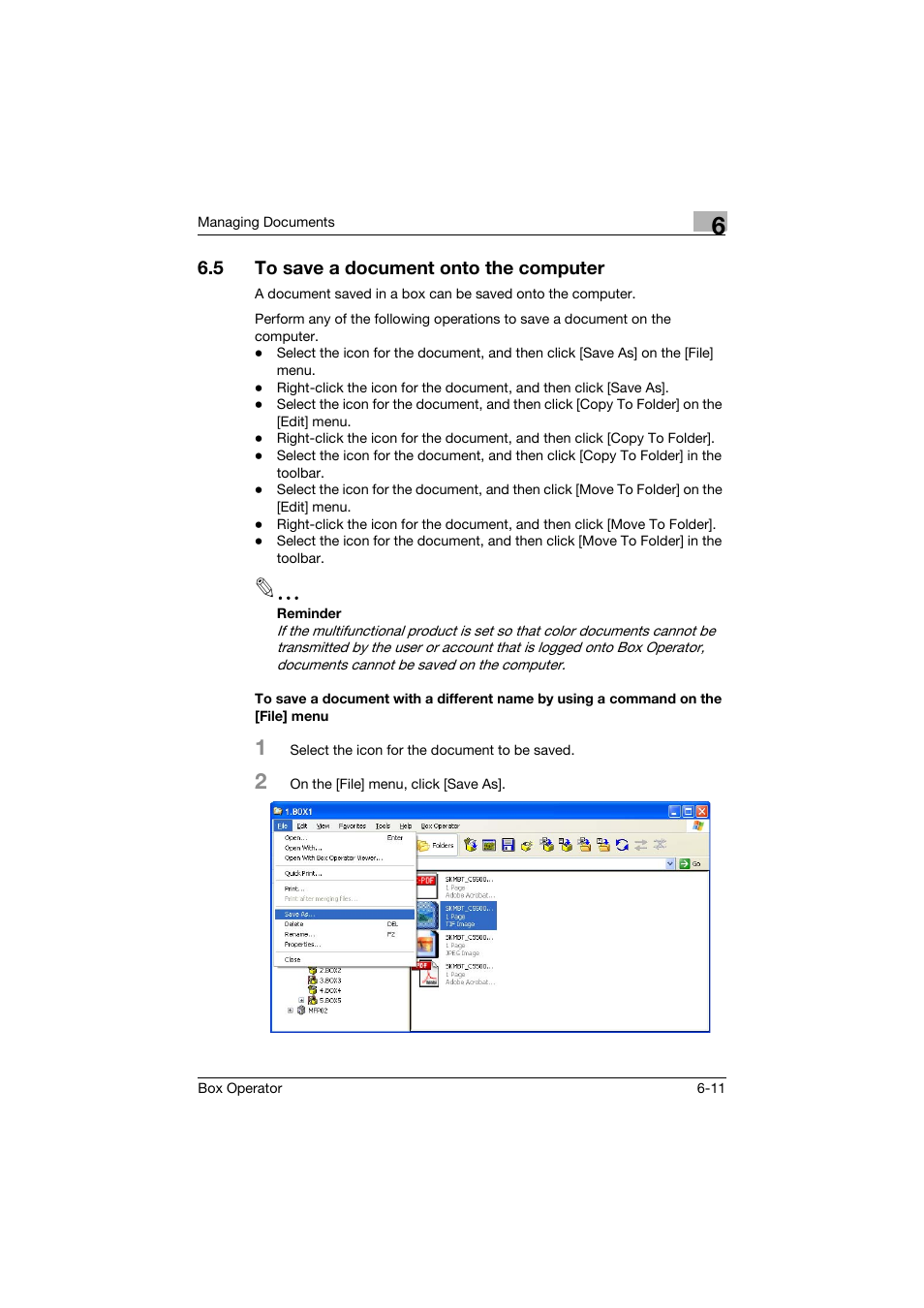 5 to save a document onto the computer, To save a document onto the computer -11 | Konica Minolta PageScope Box Operator User Manual | Page 53 / 71