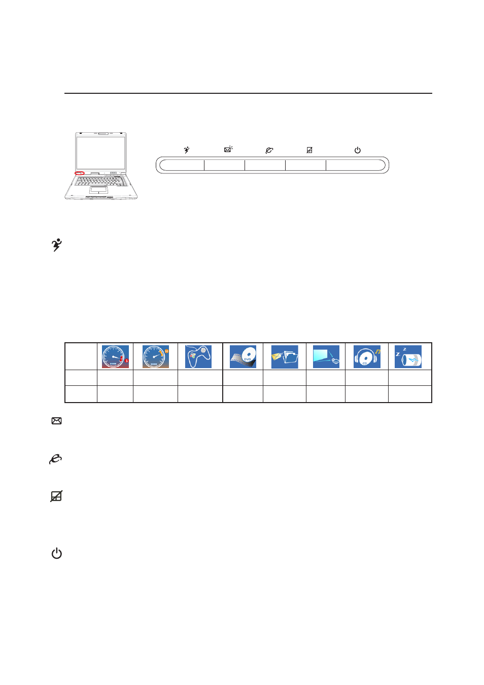 Switches and status indicators, Switches, 31 getting started | Power4 gear key, Email launch key, Internet launch key, Pad-lock key, Power | Asus E2333 User Manual | Page 31 / 74