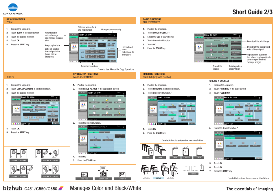 Bizhub-c550_poster_a3-2_en_1-1-0, Short guide 2/3, Manages color and black/white | Konica Minolta bizhub C550 User Manual | Page 2 / 3