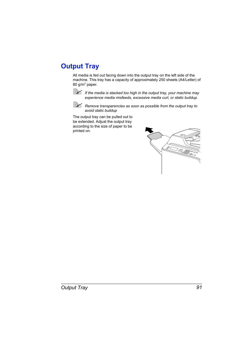 Output tray, Output tray 91 | Konica Minolta magicolor 4690MF User Manual | Page 103 / 286