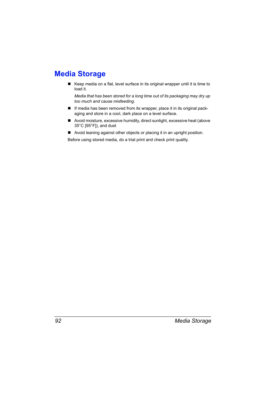 Media storage, Media storage 92 | Konica Minolta magicolor 4690MF User Manual | Page 104 / 286