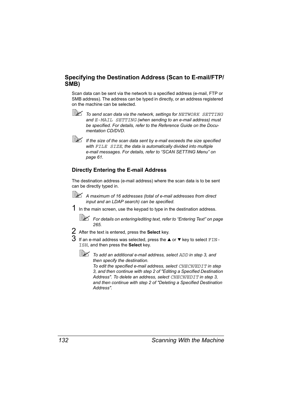 Directly entering the e-mail address, Directly entering the e-mail address 132 | Konica Minolta magicolor 4690MF User Manual | Page 144 / 286