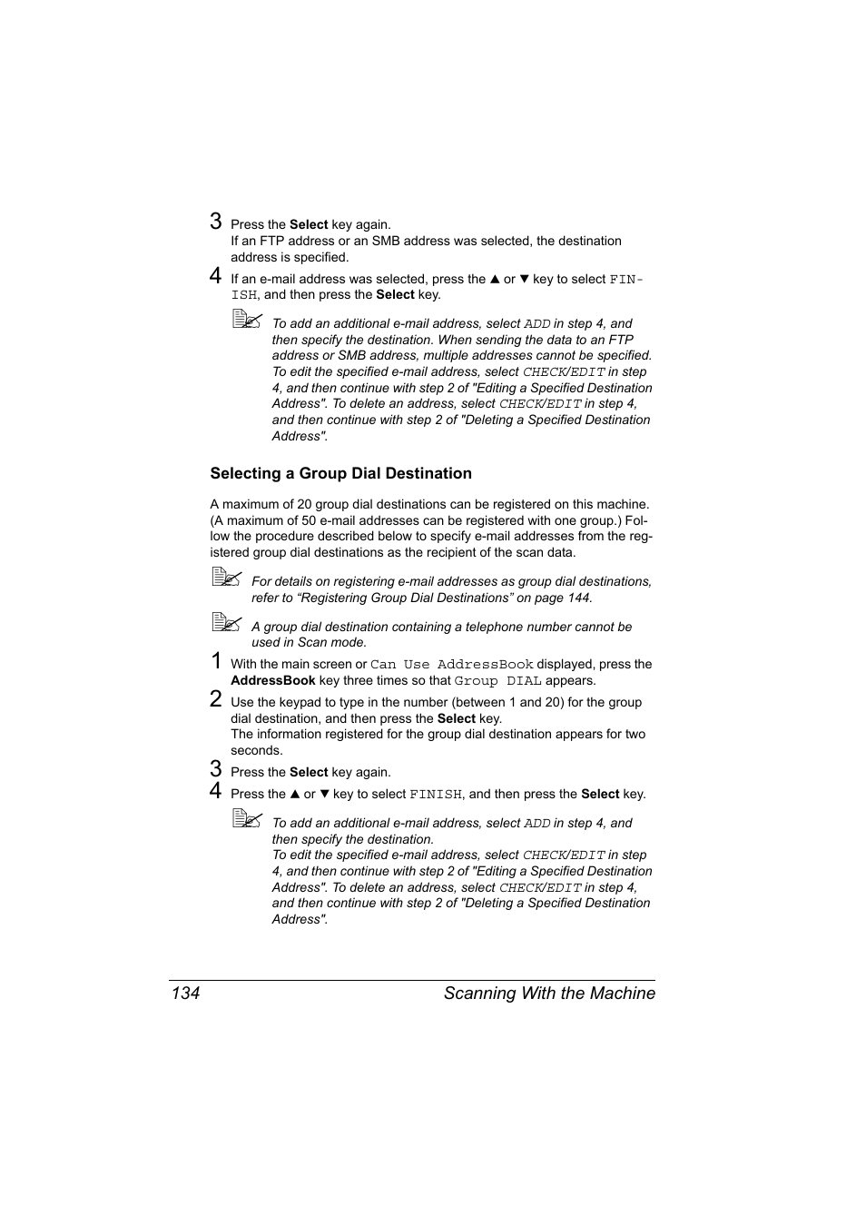 Selecting a group dial destination, Selecting a group dial destination 134 | Konica Minolta magicolor 4690MF User Manual | Page 146 / 286