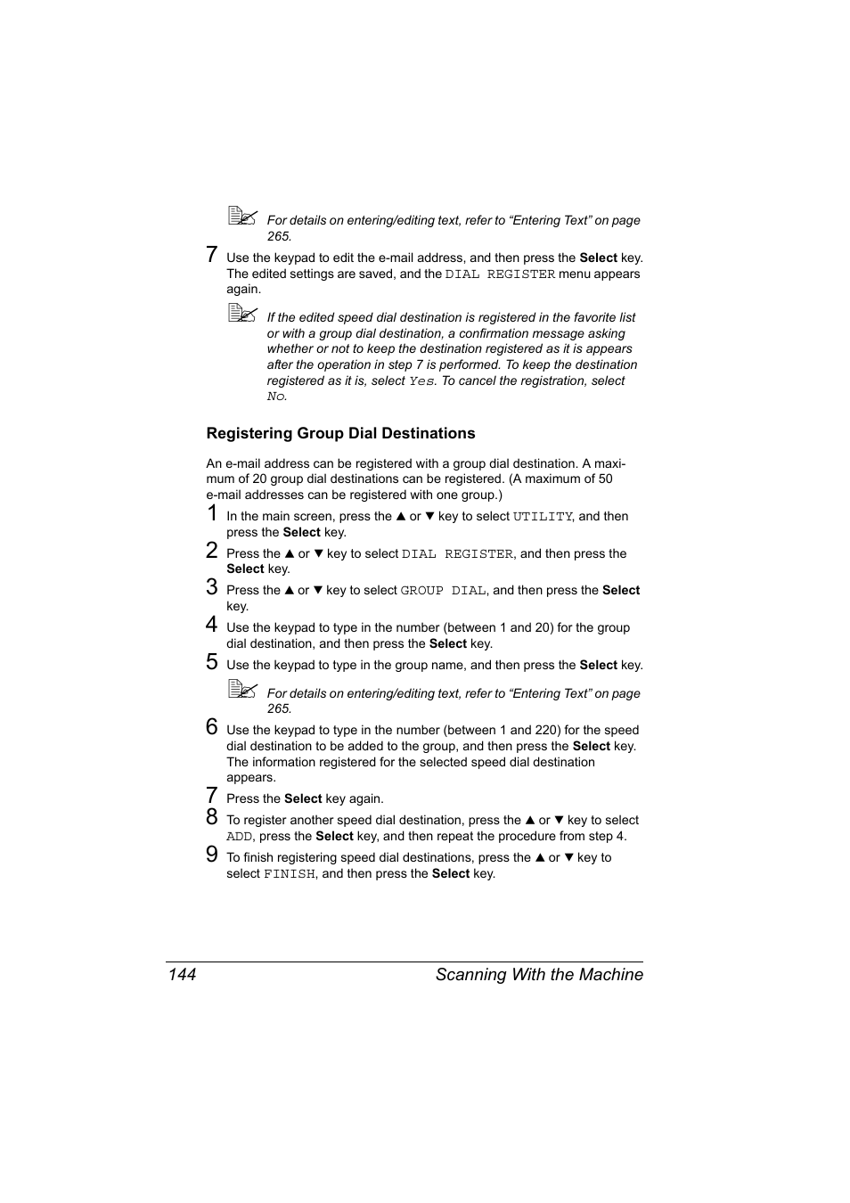 Registering group dial destinations, Registering group dial destinations 144 | Konica Minolta magicolor 4690MF User Manual | Page 156 / 286