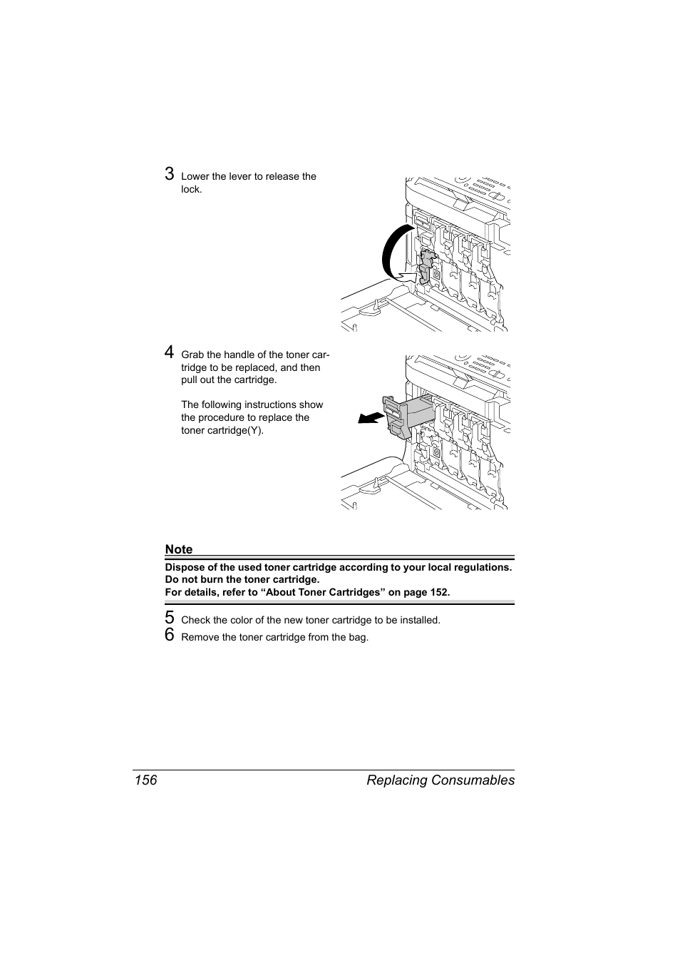 Replacing consumables 156 | Konica Minolta magicolor 4690MF User Manual | Page 168 / 286