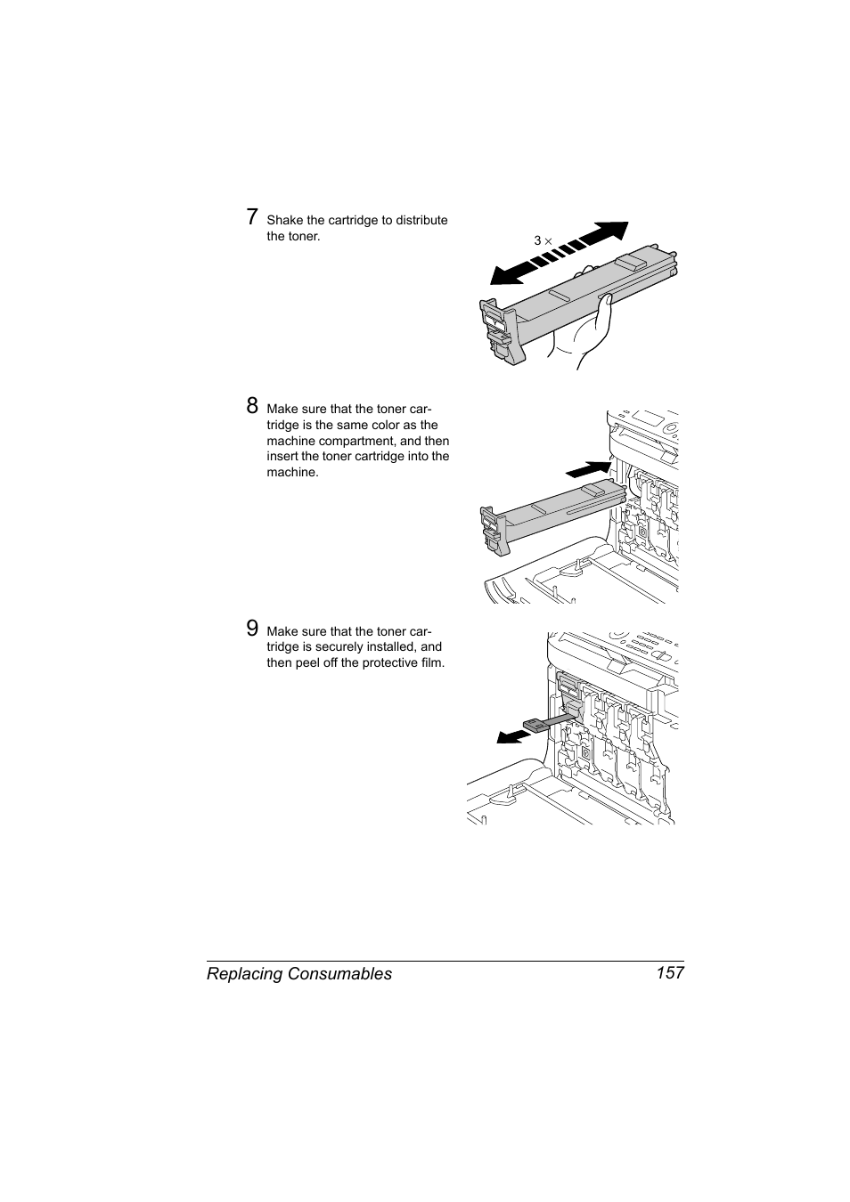 Replacing consumables 157 | Konica Minolta magicolor 4690MF User Manual | Page 169 / 286