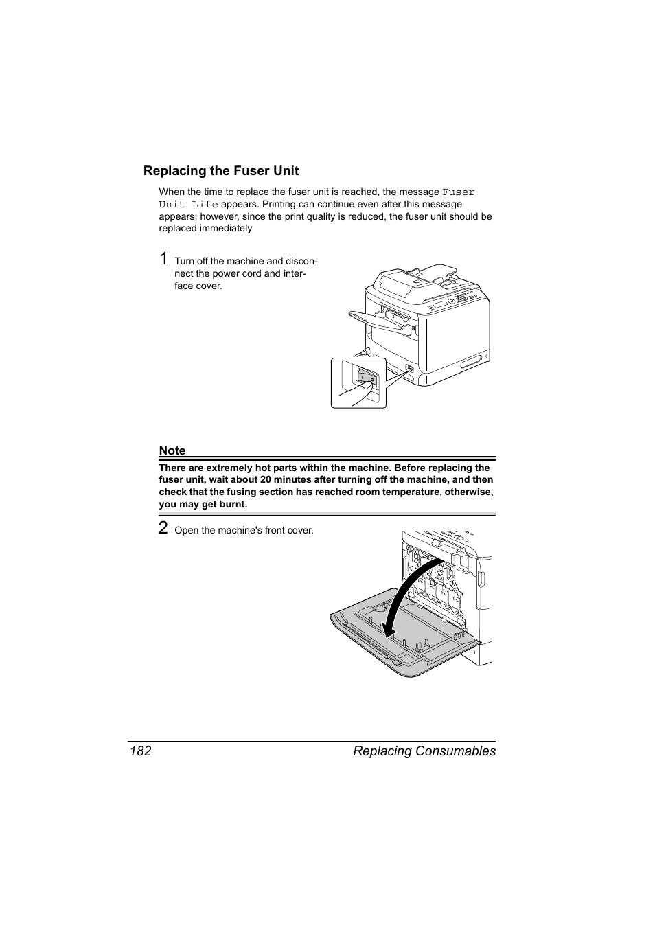 Replacing the fuser unit, Replacing the fuser unit 182 | Konica Minolta magicolor 4690MF User Manual | Page 194 / 286