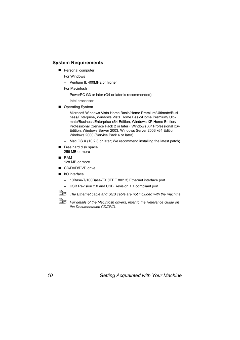 System requirements, System requirements 10 | Konica Minolta magicolor 4690MF User Manual | Page 22 / 286
