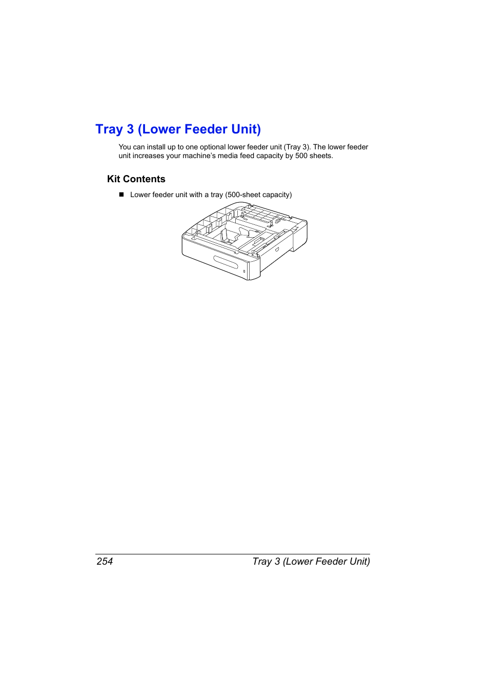 Tray 3 (lower feeder unit), Kit contents, Tray 3 (lower feeder unit) 254 | Kit contents 254 | Konica Minolta magicolor 4690MF User Manual | Page 266 / 286
