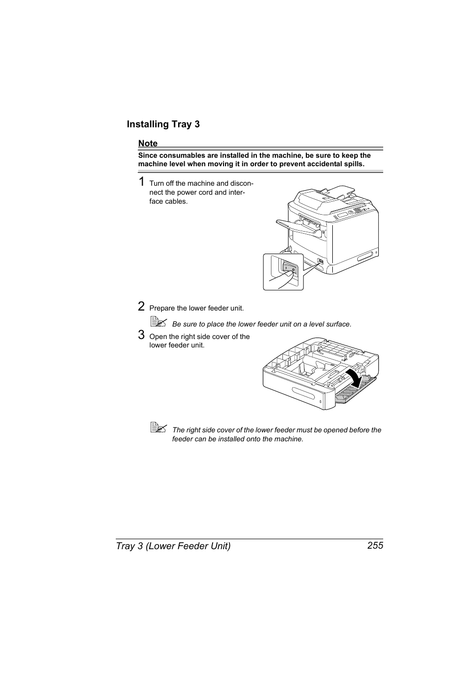 Installing tray 3, Installing tray 3 255 | Konica Minolta magicolor 4690MF User Manual | Page 267 / 286