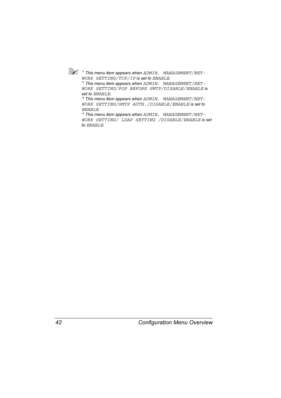 Configuration menu overview 42 | Konica Minolta magicolor 4690MF User Manual | Page 54 / 286
