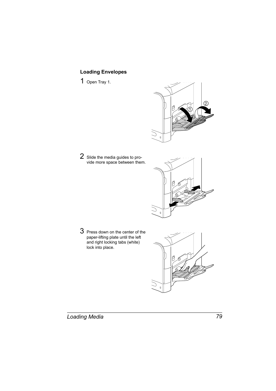 Loading envelopes, Loading envelopes 79 | Konica Minolta magicolor 4690MF User Manual | Page 91 / 286