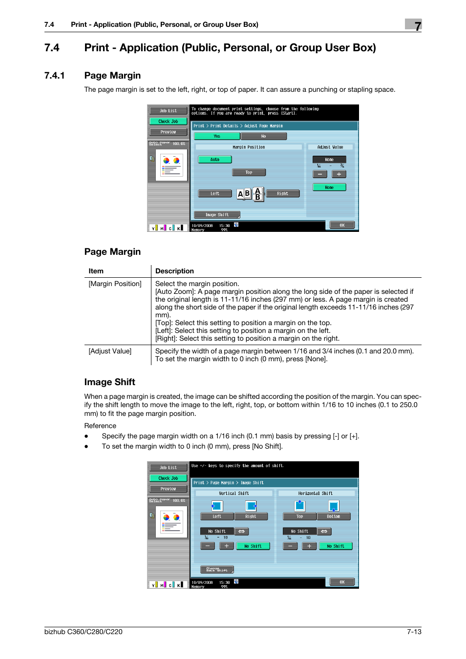 Image shift, P. 7-13), P. 7-13 | Konica Minolta BIZHUB C360 User Manual | Page 118 / 292