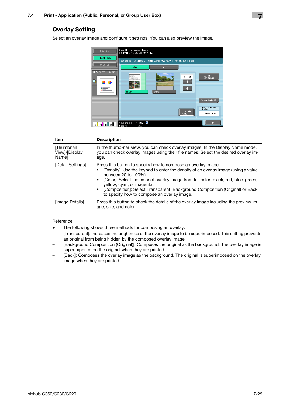 Overlay setting, Overlay setting -29 | Konica Minolta BIZHUB C360 User Manual | Page 134 / 292