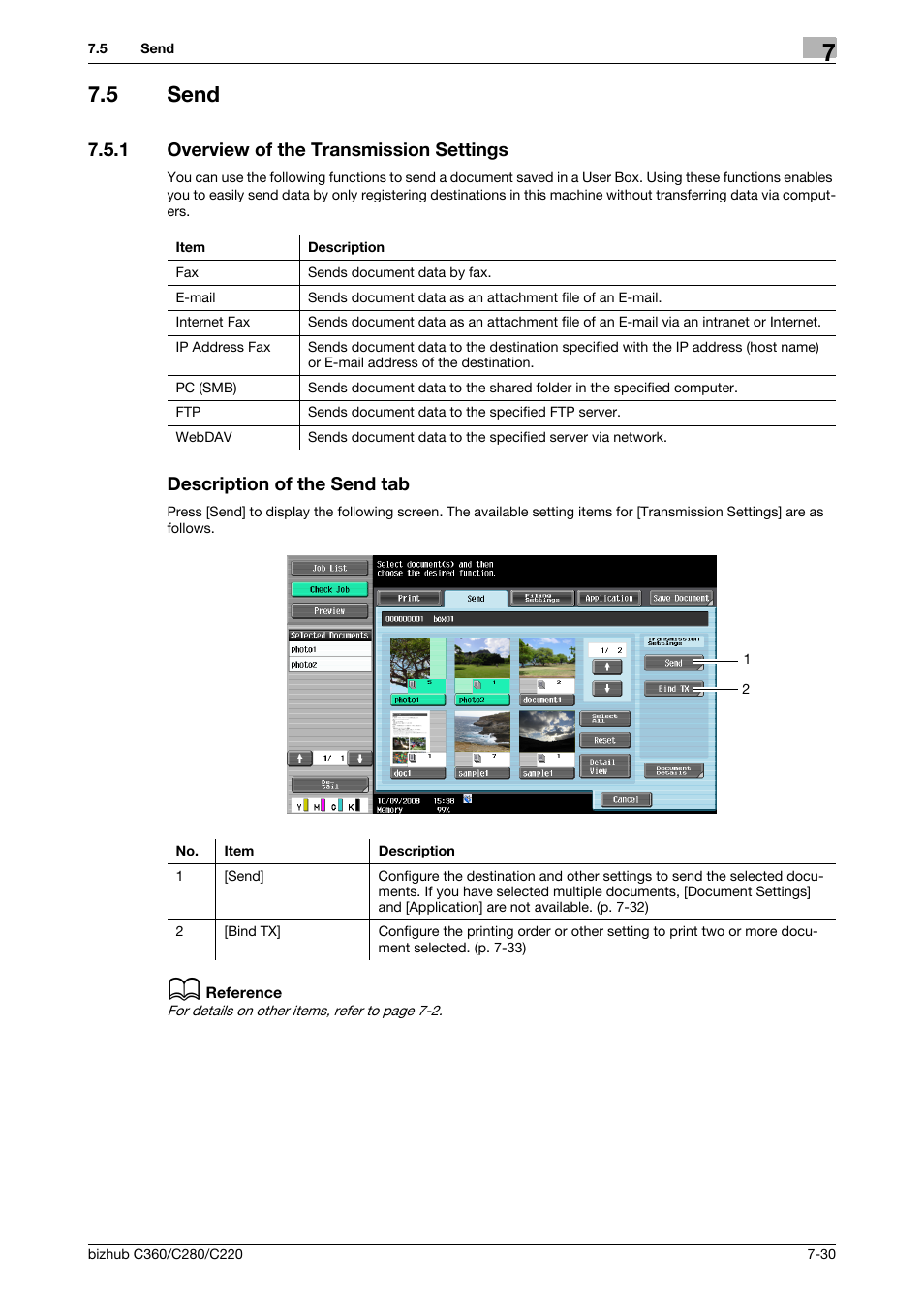 5 send, 1 overview of the transmission settings, Description of the send tab | Send -30 | Konica Minolta BIZHUB C360 User Manual | Page 135 / 292