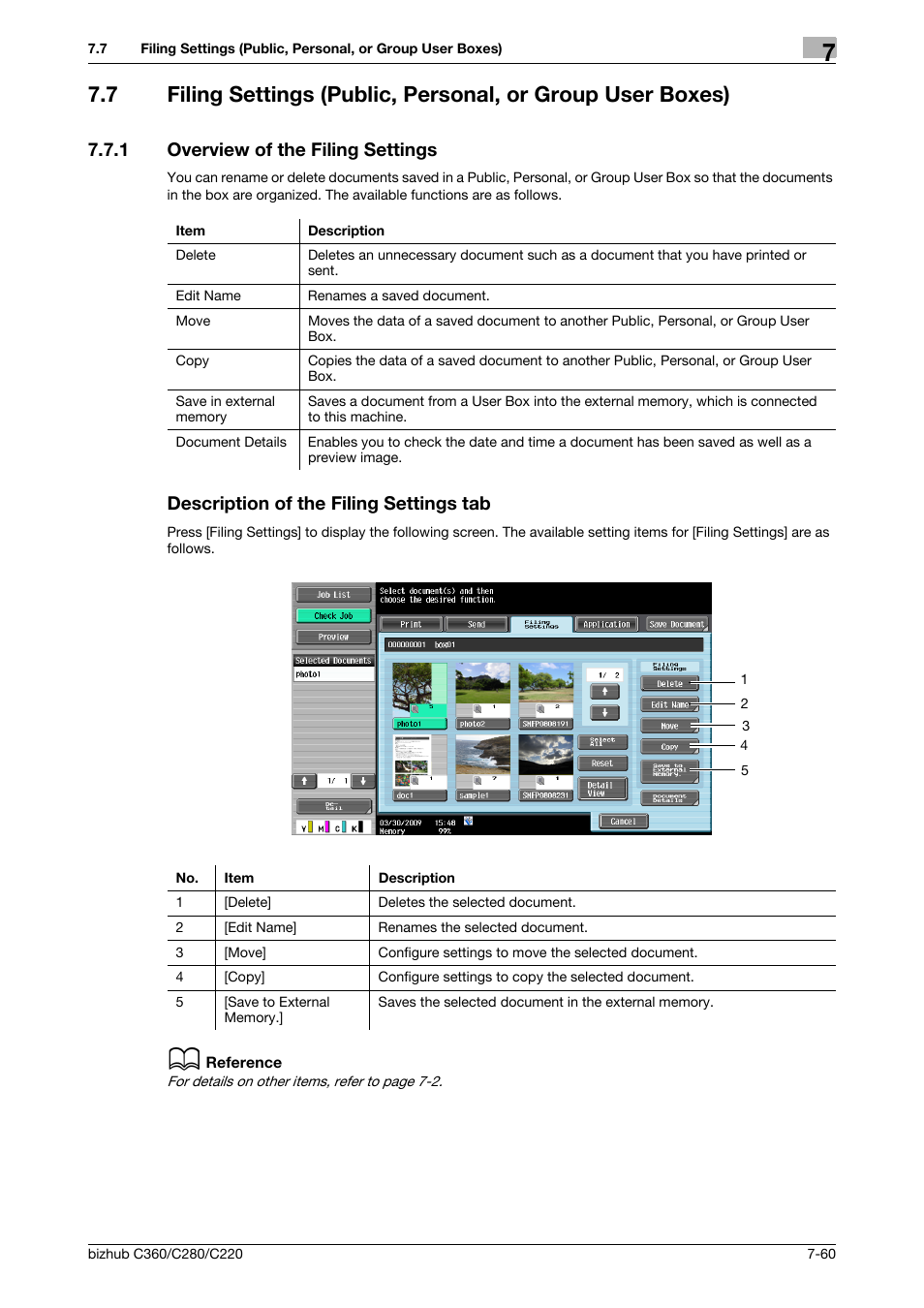 1 overview of the filing settings, Description of the filing settings tab | Konica Minolta BIZHUB C360 User Manual | Page 165 / 292