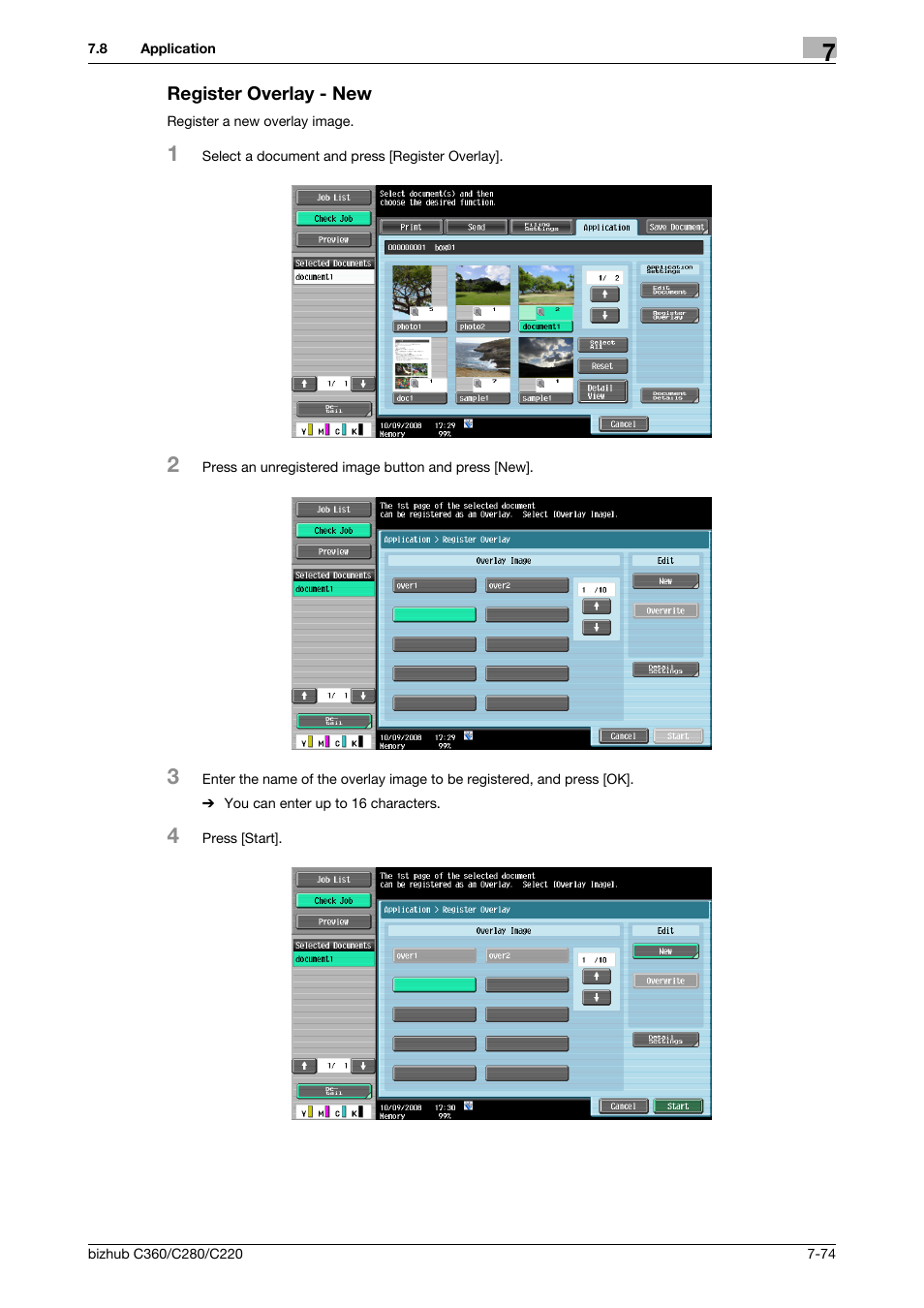 Register overlay - new, Register overlay - new -74, New] (p. 7-74) | Konica Minolta BIZHUB C360 User Manual | Page 179 / 292