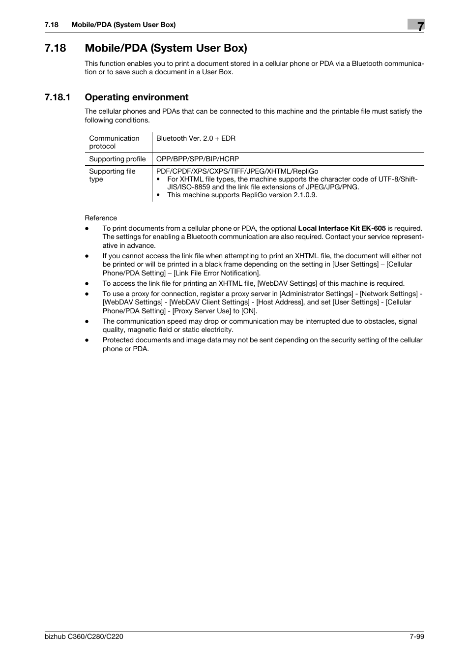 18 mobile/pda (system user box), 1 operating environment, Mobile/pda (system user box) -99 | Operating environment -99, Save in user box] (p. 7-99) | Konica Minolta BIZHUB C360 User Manual | Page 204 / 292