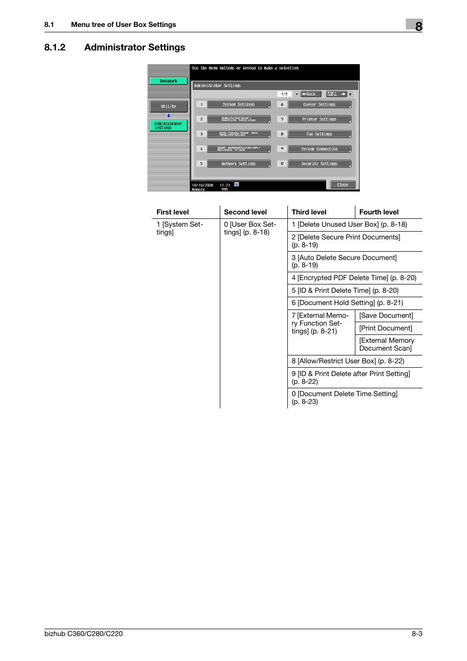 2 administrator settings, Administrator settings -3 | Konica Minolta BIZHUB C360 User Manual | Page 209 / 292