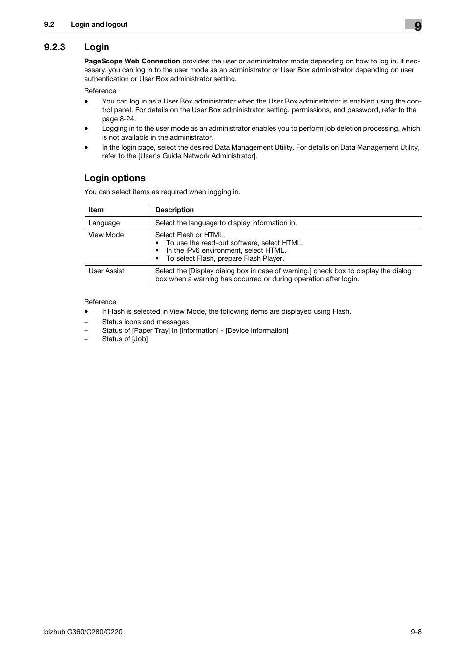 3 login, Login options, Login -8 login options -8 | Konica Minolta BIZHUB C360 User Manual | Page 244 / 292