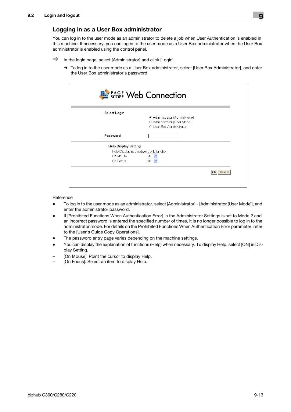 Logging in as a user box administrator, Logging in as a user box administrator -13 | Konica Minolta BIZHUB C360 User Manual | Page 249 / 292