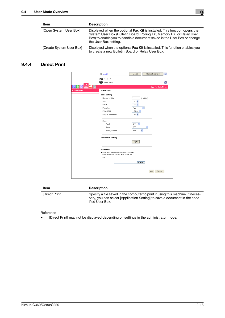 4 direct print, Direct print -18 | Konica Minolta BIZHUB C360 User Manual | Page 254 / 292