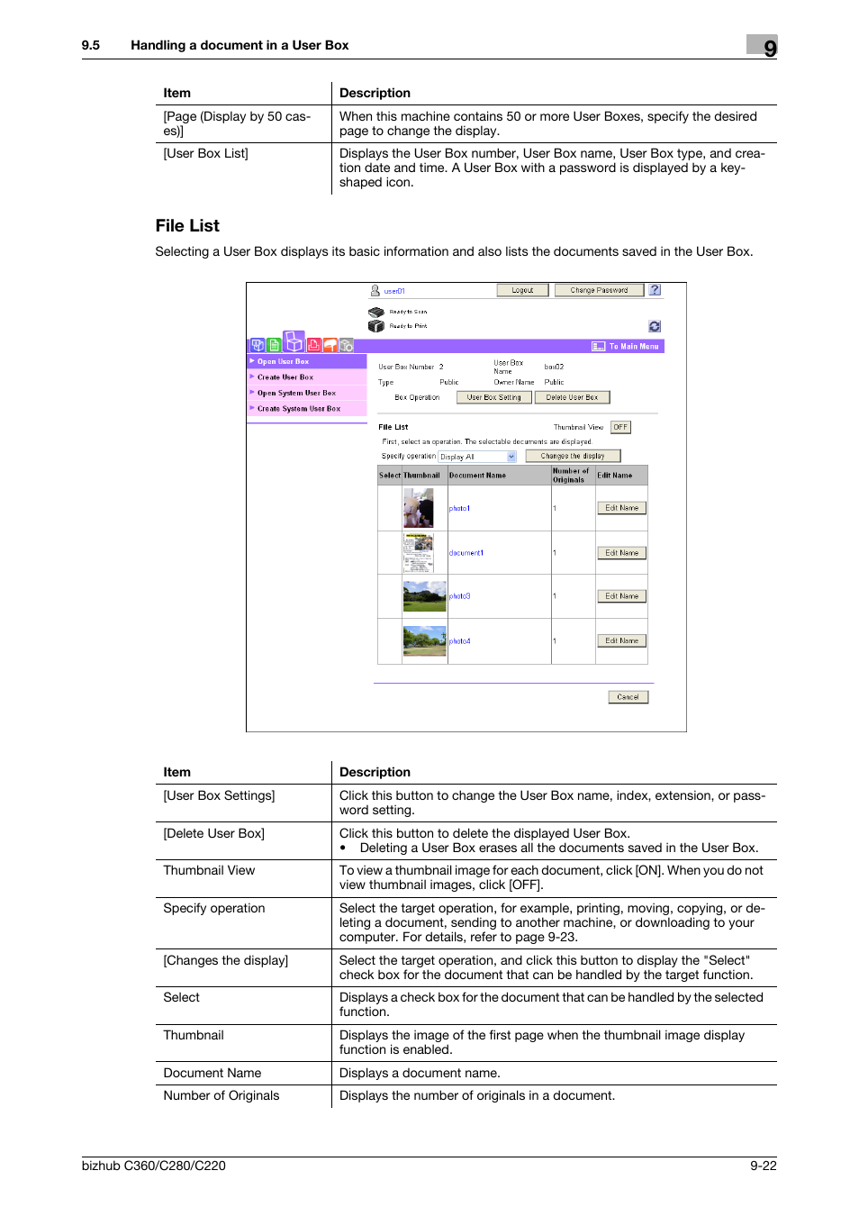 File list, File list -22 | Konica Minolta BIZHUB C360 User Manual | Page 258 / 292