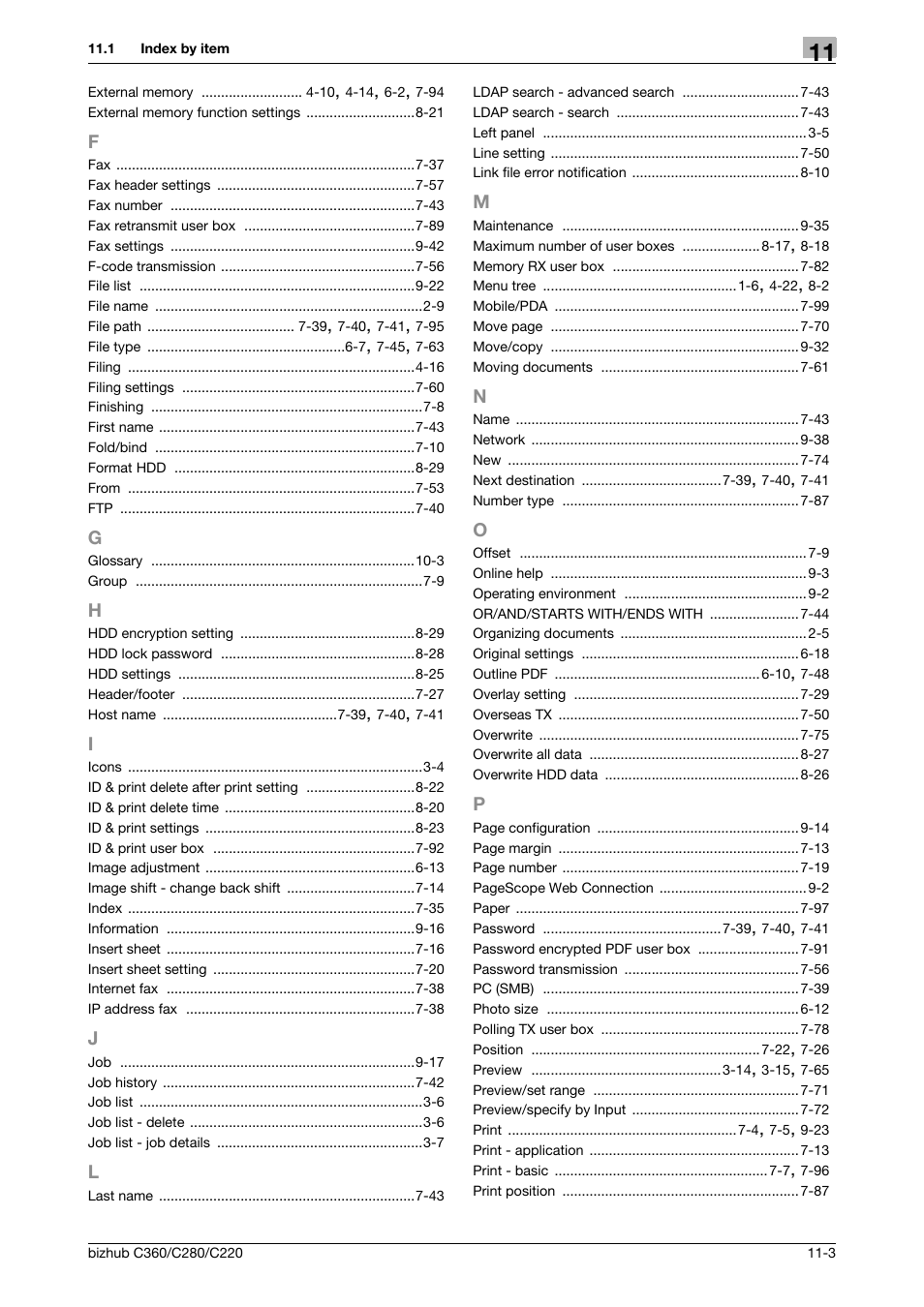 F to p | Konica Minolta BIZHUB C360 User Manual | Page 287 / 292