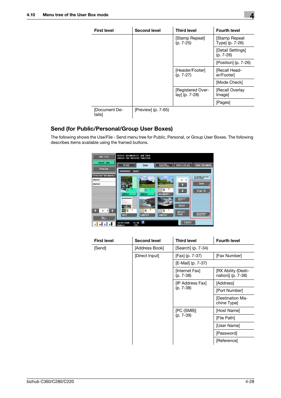 Send (for public/personal/group user boxes), Send (for public/personal/group user boxes) -28 | Konica Minolta BIZHUB C360 User Manual | Page 75 / 292