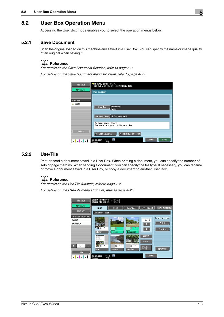 2 user box operation menu, 1 save document, 2 use/file | User box operation menu -3, Save document -3, Use/file -3 | Konica Minolta BIZHUB C360 User Manual | Page 86 / 292