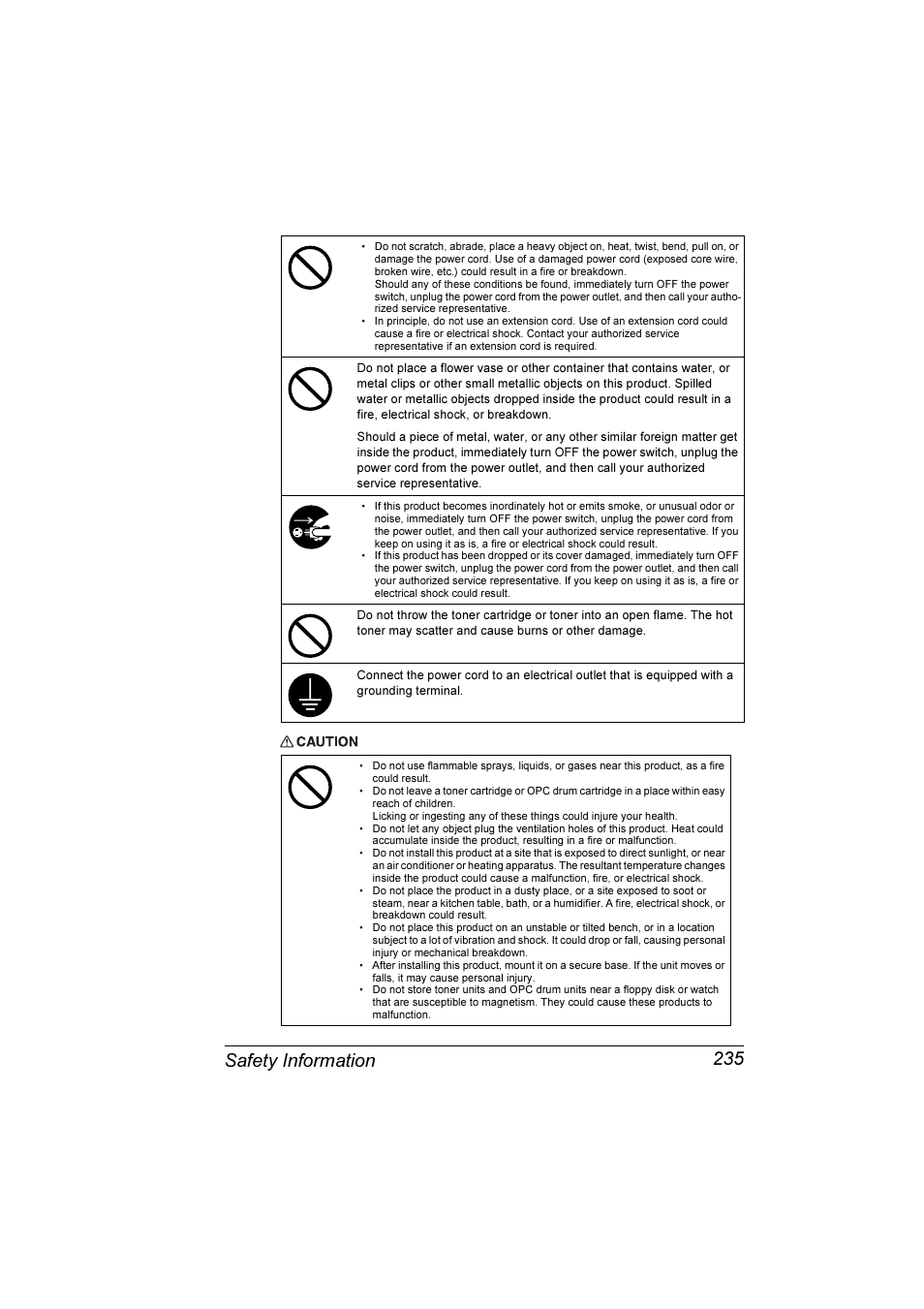 Safety information 235 | Konica Minolta Magicolor 7300 User Manual | Page 243 / 250