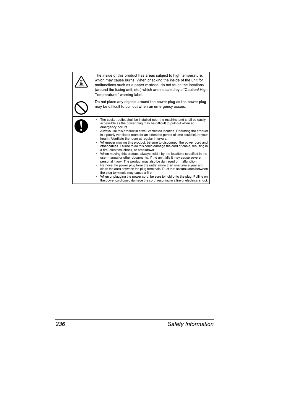 Safety information 236 | Konica Minolta Magicolor 7300 User Manual | Page 244 / 250