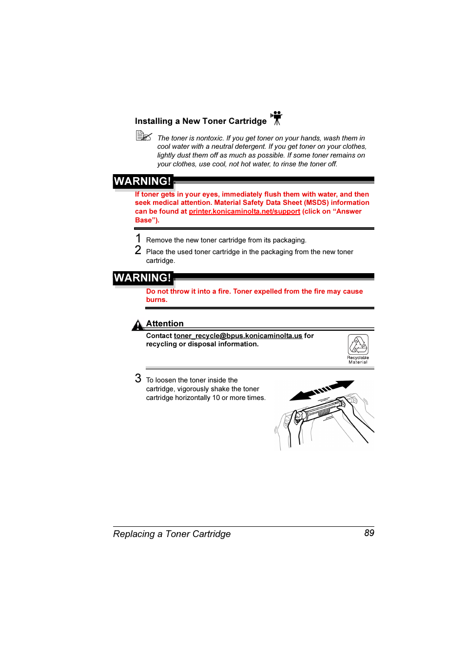 Warning | Konica Minolta Magicolor 7300 User Manual | Page 97 / 250