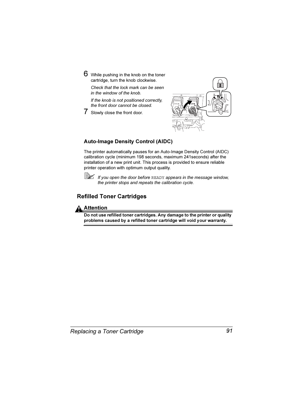 Refilled toner cartridges 91 | Konica Minolta Magicolor 7300 User Manual | Page 99 / 250