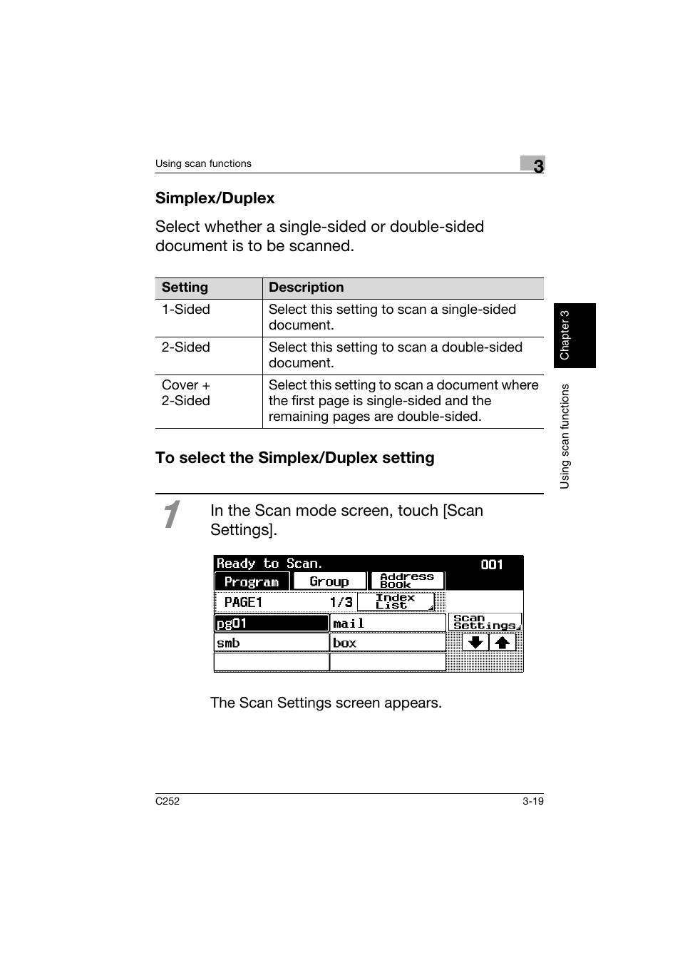 Simplex/duplex, To select the simplex/duplex setting | Konica Minolta BIZHUB C252 User Manual | Page 106 / 162