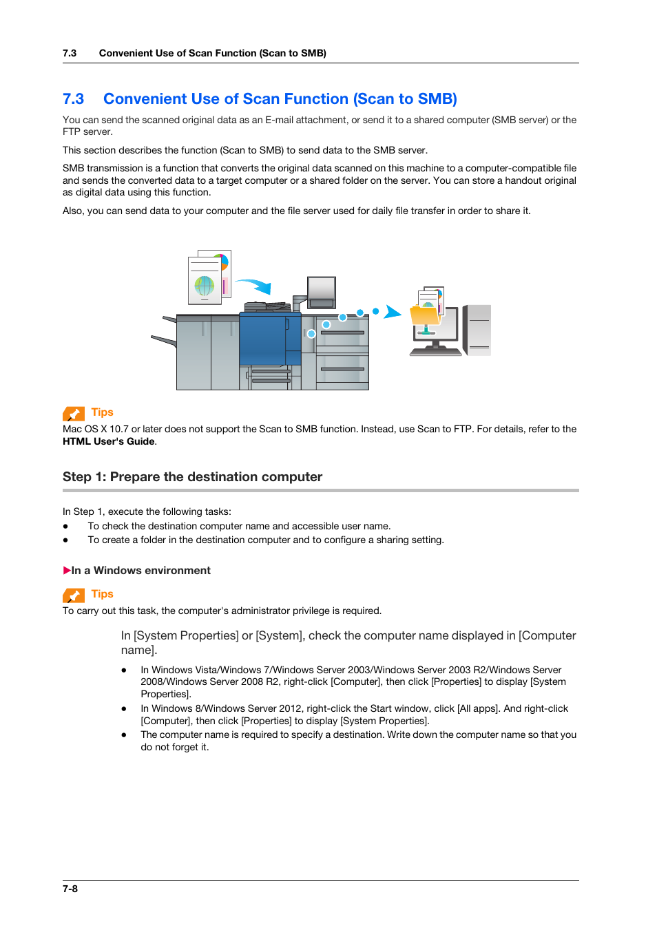 3 convenient use of scan function (scan to smb), Step 1: prepare the destination computer, In a windows environment | Convenient use of scan function (scan to smb) -8, Step 1: prepare the destination computer -8, In a windows environment -8 | Konica Minolta bizhub PRESS C1070 User Manual | Page 114 / 151