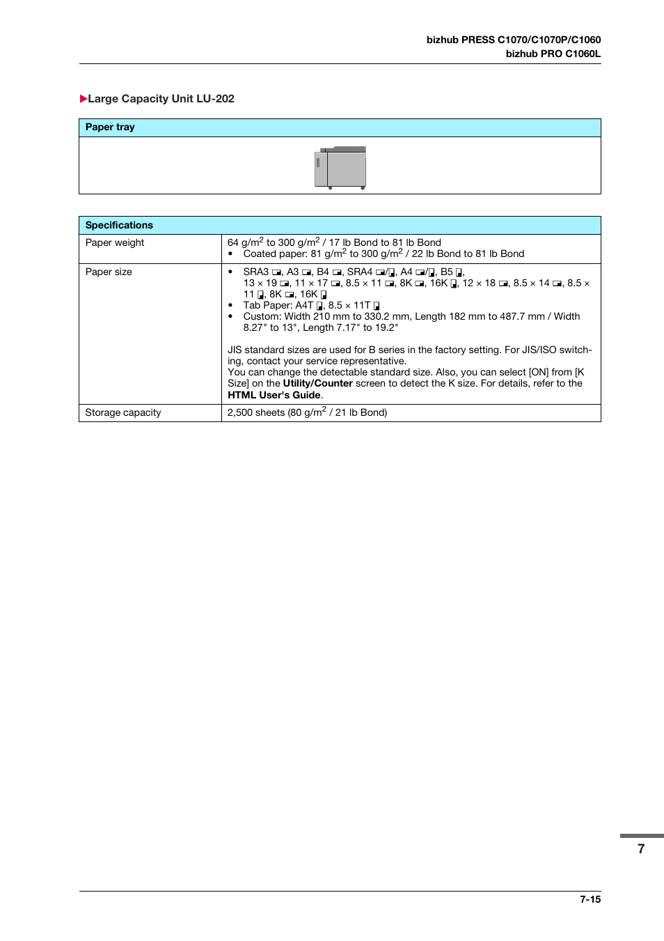 Large capacity unit lu-202, Large capacity unit lu-202 -15 | Konica Minolta bizhub PRESS C1070 User Manual | Page 121 / 151