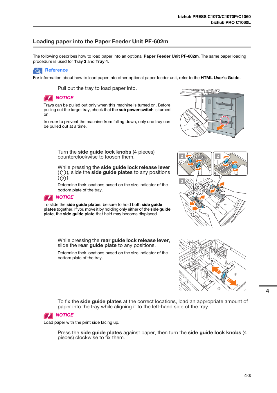 Loading paper into the paper feeder unit pf-602m | Konica Minolta bizhub PRESS C1070 User Manual | Page 49 / 151